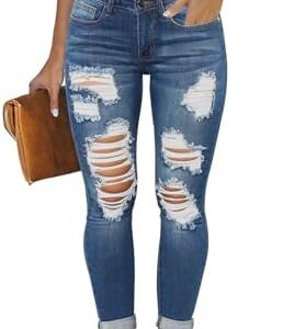 KUNMI Women's Skinny Ripped Trendy Jeans Distressed Stretchy Denim Pants at Amazon Women's Jeans storeRufus AI -Player Fashions