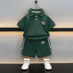 New Kids Letter Print Polo T-shirt Shorts 2Pcs/Sets New Fashion Baby Boys Girl Clothing Children Tracksuits 0-5 Years - Player Fashion