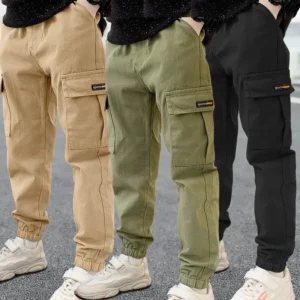 2025 New Spring Autumn Boys Pants Casual Long Style Trousers For Kids 3- 12 Years Old Teenage Children Sport Outdoor Pants - Player Fashions 1501