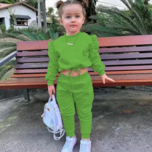2 Pieces Kids Girls' Solid Color Hoodie & Pants Set Long Sleeve Active Outdoor 1-8 Years Fall White Light Green Pink - Player Fashions 1501
