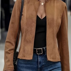 Solid Color Long Sleeve Open Cardigan Short Jacket for Women - Player Fashions