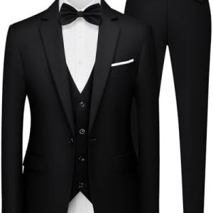 MAGE MALE Men's 3 Pieces Suit Elegant Solid One Button Slim Fit Single Breasted Party Blazer Vest Pants Set. Black at Amazon Men’s Clothing storeRufus AIRufus AI - Player Fashions ( Our Amazon Discount Price $73.59 )