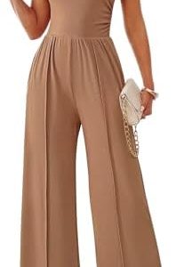LOOKBOHO Womens Jumpsuits Dressy Casual Summer Sleeveless Mock Neck Wide Leg Pants Rompers with Pockets One Piece Outfits  Clothing, Shoes & JewelryRufus AIRufus AI - Player Fashions (Our Amazon Discount Price $31.36)
