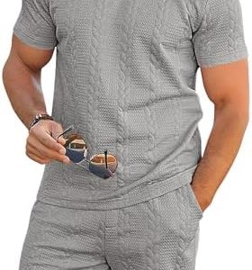 Babioboa Men's T Shirt and Shorts Summer Tracksuit Casual Casual Set with Jaquard Two Piece Outfits(Grey,L) at Amazon Men’s Clothing storeRufus AIRufus AI - Player Fashions ( Our Amazon Discount Price $29.99