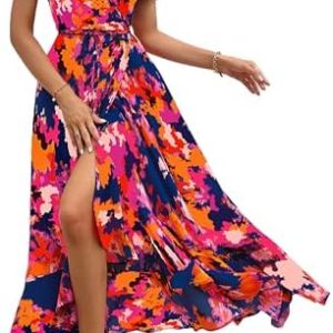 PRETTYGARDEN Women's Summer Wrap Maxi Dress Casual Boho Floral V Neck Short Sleeve Ruffle Hem Split Beach Long Dresses (Blue Orange Floral,Medium) at Amazon Women’s Clothing storeRufus AIRufus AI - Player Fashions ( Our Amazon Discount Price $47.99 )