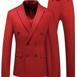 Men's 2pcs Slim Fit Suit Set One Button Solid Blazer Jacket Pants Business Wedding Party Tuxedo Set - Player Fashions