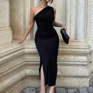 Summer Black New Dress Women Fashion Sexy Split Sleeveless Backless Slim Maxi Dress Female Casual Club Elegant Lady Party Dress - Player Fashions 200000345