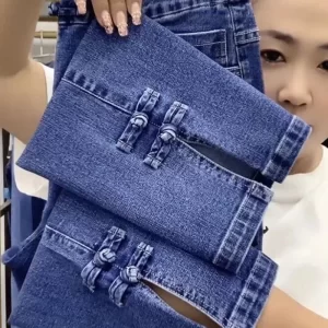2024New Spring Autumn High Elasticity Women Jean Korean Loose Straight Ankle-Length Cowboy Pants Female Extends Denim Pants Lady - Player Fashion