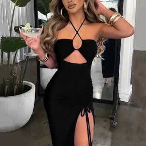 Sleeveless Sexy Female Midi Backless Dresses Slim Night Club Party Women's Dress Bodycon Vestidos Elegantes Para Mujer - Player Fashions 200000345