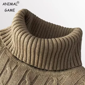 New Turtleneck Sweater Casual Men's Rollneck Knitted Sweater Keep Warm Men Jumper Woolen Sweater - Player Fashions 200000343