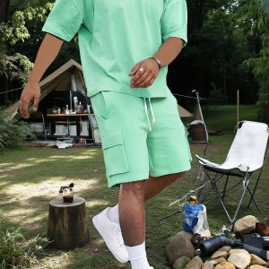 Men's Casual Sportswear Set - Comfy Polyester T-Shirt & Drawstring Shorts with Pockets, Machine Washable - Perfect for Summer - Player Fashions