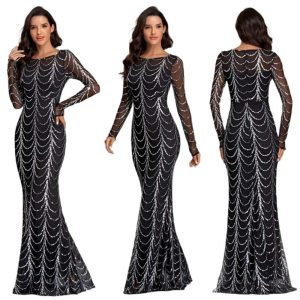 Maxi Dresses Long Sleeve Female Party - Player Fashions