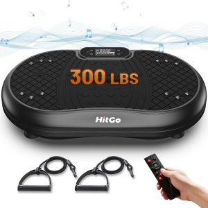 HitGo Vibration Board Exercise Machine - Full Body Vibrating Platform with Wireless Speaker, Remote Control and Resistance Bands for Shaping - Playerfashions