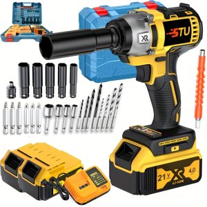 Brushless impact wrench, brushless electric impact screwdriver, with battery, charger, accessories, electric impact gun, suitable for cars and homes - Playerfashions