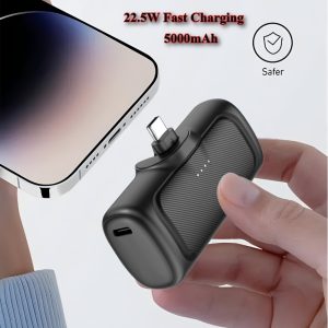 22.5W Fast Charging, 5000mAh Mini Portable Charger, USB-C Mobile Power, Universal Compatibility, USB Type-C, Dual Power Mode, Rechargeable Lithium Polymer Battery, for iPhone 16/15 Series And Android Devices - Playerfashions
