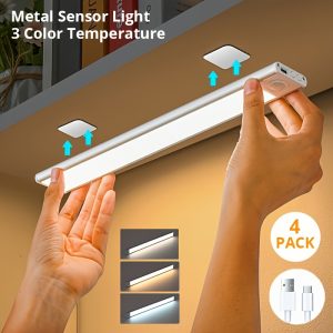 2/4pcs LED Motion Sensor Under Cabinet Lights, 3 Color Temperatures Wireless USB Rechargeable Night Light, Indoor Closet Lights, Stick-On Anywhere Magnetic Under-Counter Light Fixtures For Kitchen Cabinet Wardrobe Cupboard Stairs, Available In 2pcs. - Playerfashions
