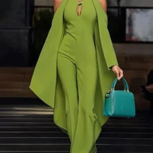 Modigirl 2025 Spring Jumpsuits Woman Elegant Cold Shoulder Batwing Sleeves Summer Green One Pieces Outfit Luxury Casual Jumpsuit - Playerfashions  200000345