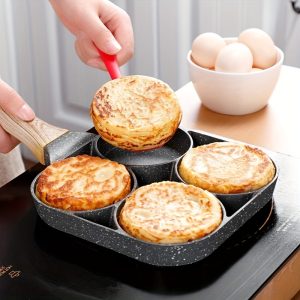 Breakfast Pan Non-stick Omelette Pan Omelette Mold, 1pc Premium Non-stick For Eggs, Burgers And Pancakes - Evenly Heat, Heat-resistant Wooden Handle, Easy To Clean - Suitable For Restaurants, Hotels, Food Factories, Home Kitchen Cooking - Playerfashions
