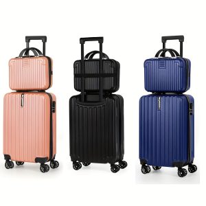 1pc/2pcs Suitcase Set Boarding Luggage Bag, 20inch Satchel Suitcase And 14inch Handbag Can Be Worn Diagonally Across The Trolley Case, with Wheels, Multi-Color Suitcase, for Office - Playerfashions