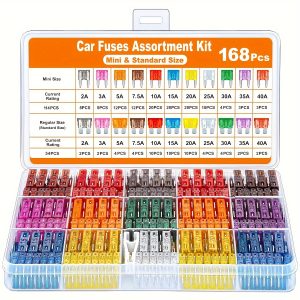 Car Fuses 168pcs, Assortment Kit, 114 Mini Blade Fuses Automotive, 54 Standard Auto Fuses 1 Fuse Pullers For Car RV Truck Motorcycle Boat - Playerfashions