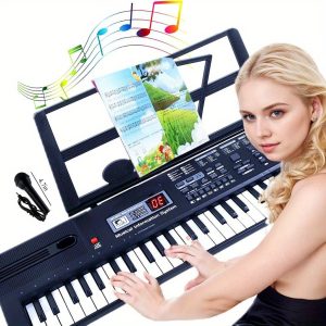 61 Key Digital Piano Keyboard with Microphone, Portable Music Piano Keyboard Electronic Keyboard Multifunctional Key Piano Musical Instrument Keyboard for Piano Music Teaching Birthday Gifts Beginner - Playerfashions