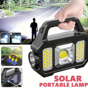 High-power Solar Multifunctional Outdoor Work Light, Long Distance LED Flashlight, C-type Rechargeable Searchlight, COB Emergency Outdoor Camping Super Bright - Playerfashions