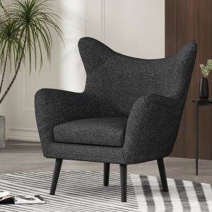 Best Selling Mid Century Modern Upholstered Wingback Armchair for Living Room with Sturdy Oak Wood Legs - Playerfashions