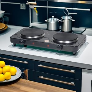 Portable Outdoor Electric Heating Plate, Quiet Double-Pan Hot Stove, Five-Level Adjustable Electric Stove, Laboratory Electric Heating Plate Double Stove, Insulated Heating Electric Heating Plate, Suitable for Outdoor Cooking, Camping