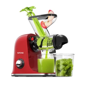 SiFENE Cold Press Juicer - Slow Masticating, High Yield for Fruits/Veggies, Dual-Mouth, Anti-Clog, Easy to Clean, BPA-Free, Red - Playerfashions 6