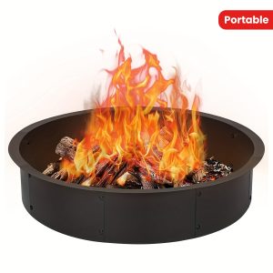 39-Inch Heavy-Duty Steel Fire Pit Ring: Portable Outer/36-Inch Inner Round Liner For DIY Campfire, Outdoor Patio, Yard - Playerfashions