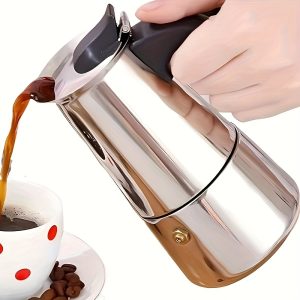 Stainless Steel Moka Pot Espresso Machine, 2/4/6/9 Cups Stove Moka Pot, Drip Coffee Pot, Italian Coffee, Cuban Coffee Brewing, Greek Coffee Machine (9 Cups) Classic Induction Pot 450 Ml 15 Oz For Home And Camping - Playerfashions
