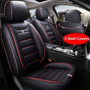 5 Seat Full Set Car Seat Cover Full Surrounded Cushion Protector Faux Leather Universal Fit for Most Cars,Trucks,Sedans And Suvs with Waterproof Leatherette in Automotive Seat Cover Accessories Christmas Gift - playerfashions