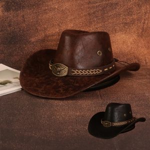 Breathable Cowboy Cowboy Hat with Classic Bull Head Belt, Ideal for Outdoor Leisure Activities like Camping, Fishing, Hiking, and Vacation - Polyester, Non-Stretch, Buck  le Closure, Camping Accessories  - Playerfashions