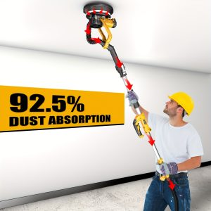 ZHJAN Drywall Sander/with Vacuum Auto Dust Collection (880W), Double-Deck LED Lights Sander, 5 Variable Speed, 1000-2100RPM Electric Drywall Sander with 12pcs Sanding Discs, Dust Absorption Bag.900W Handheld Dry Wall Sanding Machine - playerfashions