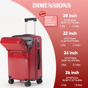 20/22/24/26 Inch Professional Carry On Luggage with Spinner Wheels & TSA-Approved Lock, Premium Travel Suitcase WithUSB Connection Port & Beverage Holder, Design for Business & Leisure Travel - Playerfashions