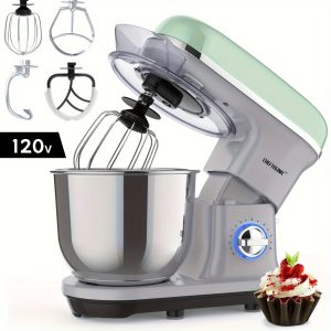 [Electric Stand] CHEFTRONIC Electric Stand mixer | 5.5QT 500W 6Speeds | Silvery | Tilt-Head Dough Mixers with Dough Hook, Whisk, 2Beaters, Splash Guard | for Baking Bread, Cake, Cookie, Pizza, Muffin, Salad and More - Playerfashions