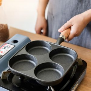 4-hole Egg Frying Pan, Omelette Pan, Nonstick Pancake Pan, Omelette Pan, Nonstick Omelette Burger Pan Breakfast Burger Bacon Steak - Playerfashions