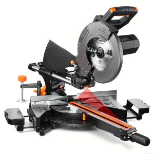 [DOVAMAN Miter Saw] DOVAMAN 15A 10in Sliding Miter Saw | 3 Blades, 2-Speed (3200/5000RPM), 0-45° Single-Bevel, Laser Guide, Max 13.4"x3.5" Cut, Dado Slot & 9 Stops for Wood/Metal/PVC Cuts - Playerfashions