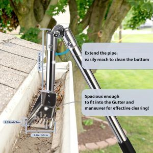 Gutter Guard Gutter Cleaning Tools, 5FT Long Pole & Gutter Brush Included Gutter Cleaner, Gutter Scoop For Garden, Ditch, Villas, Townhouses Standard Gutters, Easy Remove Leaves Debris - Playerfashions