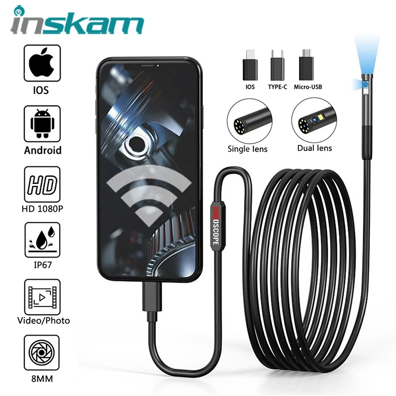 INSKAM Endoscope Inspection Camera 3 in 1 Micro USB/Type-C Mini Inspection Camera for IOS iphone Waterproof Pipeline Borescope - AliExpress 30