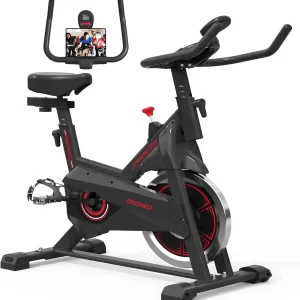Exercise Bike, Exercise Bike for Home, Stationary Indoor Cycling Bike Cardio Gym with pad Holder and LCD Monitor,Silent Belt Dri - Playerfashions 18