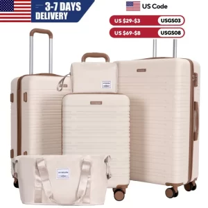 Luggage Sets 3-Piece Suitcases with Double Spinner Wheel,Suitcase Set ABS Hard Case Luggage with TSA Lock - Playerfashions
