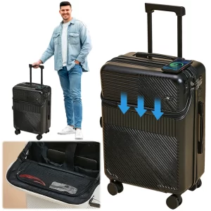 Durable 20 Inch Hardcase Travel Luggage with Password Lock and Wheels Compact Carry On Suitcase for Business and Vacation - Playerfashions 1524