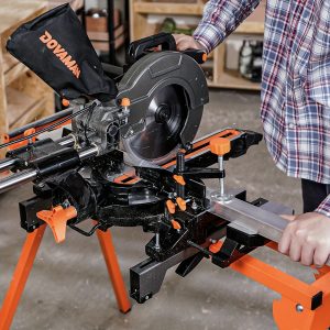 DOVAMAN Miter Saw Stand, 3-Step Quick Install & Fold, Lightweight 22LB Design, 330LB Capacity, 78-1/8'' Max Sliding Rail, Compatible with DMS01A, DMS03A & Most Mitre Saw Brands - MS01A - Playerfashions