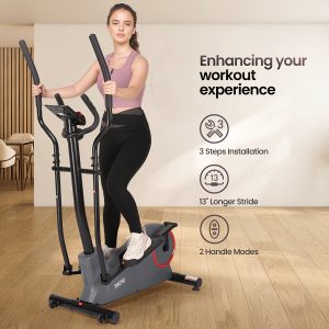 1 Home Elliptical Machine with Front Flywheel & Magnetic Resistance - 264 Lbs Weight Capacity, Pulse Grip Sensors, Dual Handles for Full Body Workout, Includes iPad Holder - Quiet, Smooth Exercise Experience for Easter, Women's Day, Valentine's, New Year, Independence Day, Elliptical Exercise Machine for Home - PLayerfashions