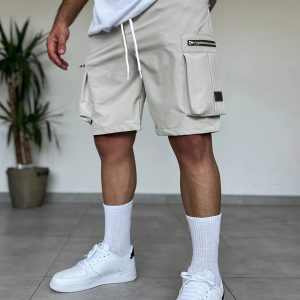 Big & Tall Men's Casual Work Shorts - Polyester, Solid Color, Elastic Waistband with Drawstring, Functional Front Pockets, Lightweight & Breathable for Casual Attire, PLUS SIZE - Playerfashions