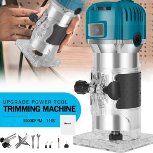 [Powerful Wood Router] Powerful 800W Electric Trimmer, Compact Wood Router - High-Speed 3000 RPM Trimming And Profiling Machine With Edge Guide, Roller Guide, And Precise Control For Woodworking Enthusiasts - Playerfashions