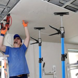 2pcs Adjustable Steel Support Bars - Heavy-Duty Steel Construction, Manual Height Adjuster with Ergonomic Handles & Non-Slip Rubber Tips, Extends 45" to 114" for Drywall, Cabinet Installation, Home Improvement Projects, Sturdy Construction, Robust Build Quality - Playerfashions