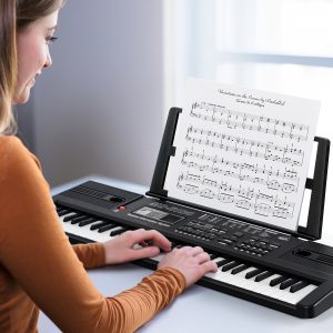 61-Key Portable Digital Piano Keyboard with Microphone and Sheet Stand, Dual Power USB/Battery, Ideal for Beginners, Perfect Birthday or Christmas Gift - Black - Playerfashions