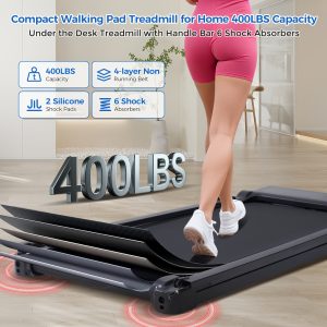 3.5HP Powerful Motor Compact Folding Treadmill with Handlebars - Heavy-Duty Portable Walking Pad Machine, 400 lbs Capacity, Digital Display, Electric Treadmill for Home Gym, Apartment, Small Spaces - Ideal for Walking, Running, Cardio Workouts - Compatible with US Outlet (110V), Treadmills for Home Exercise, Apartment Fitness Gear, Sturdy Construction, Longlasting Performance - Playerfashions